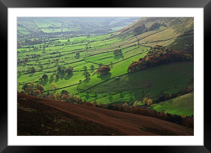 View of Edale valley from The Nab Framed Mounted Print by Pete Hemington