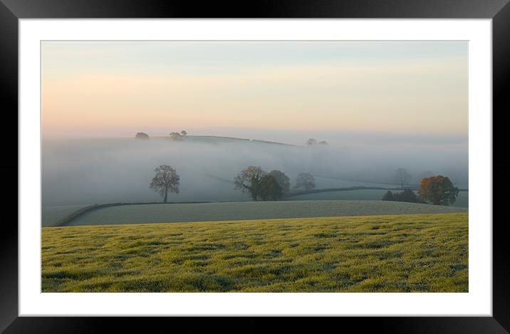 Hill tops in the mist Framed Mounted Print by Pete Hemington