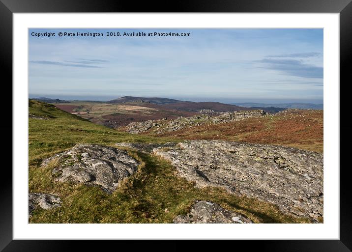 Sweeps of granite on Dartmoor Framed Mounted Print by Pete Hemington