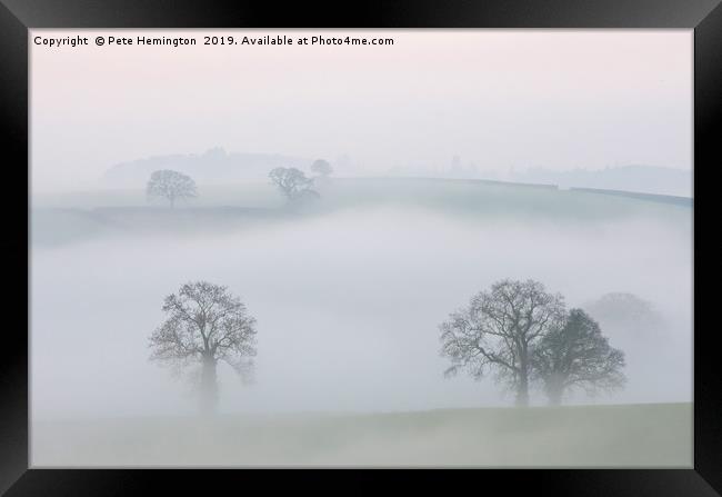 Misty Devon Morning Framed Print by Pete Hemington