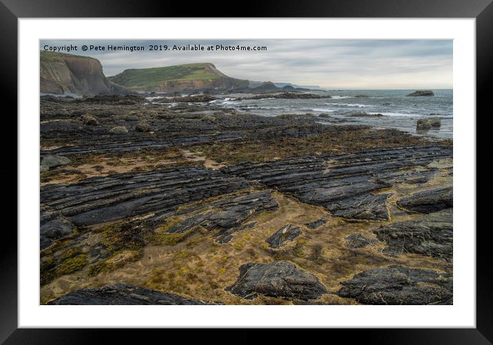 Blegberry Beach and Hartland in Devin Framed Mounted Print by Pete Hemington