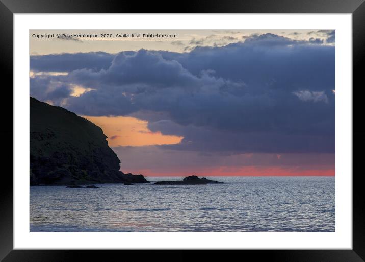 Sunset over Poldhu Cove Framed Mounted Print by Pete Hemington