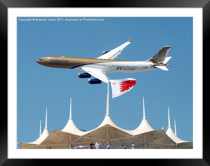GULF AIR A340 Framed Mounted Print by Graham Taylor