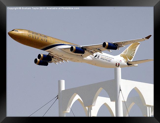 GULF AIR A340-2 Framed Print by Graham Taylor