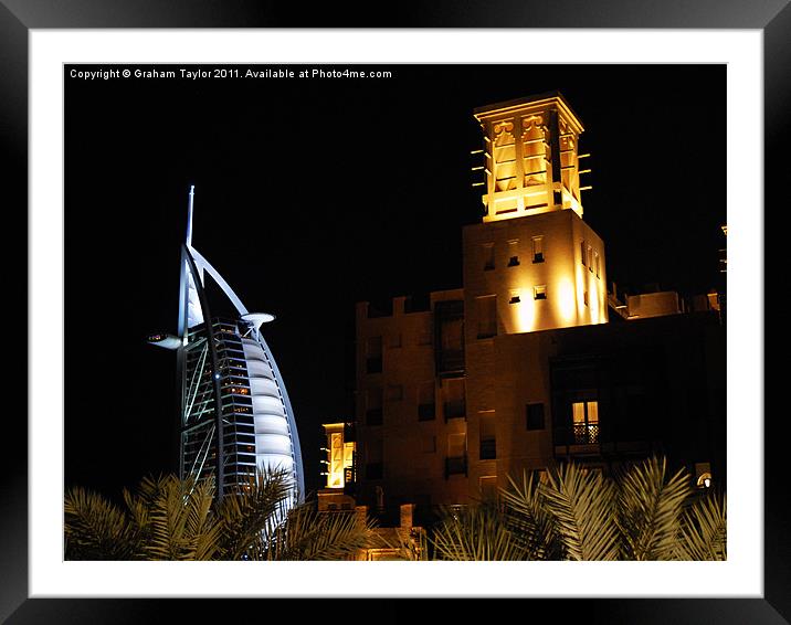 Madinat & Burj Al Arab Hotels Framed Mounted Print by Graham Taylor