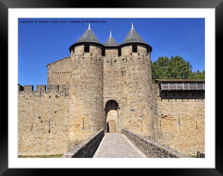 Magnificent Carcassone Castle Gate Framed Mounted Print by Graham Taylor