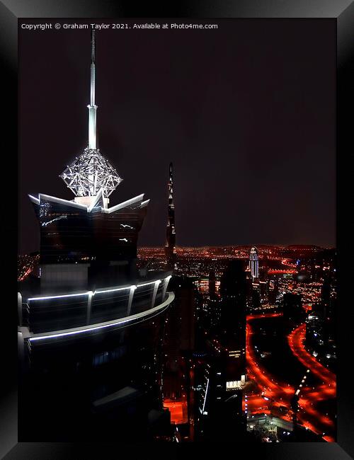 Majestic Dubai Skyline Framed Print by Graham Taylor