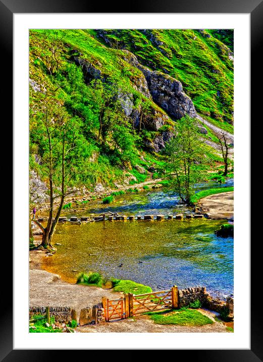 Dovedale Stepping Stones Framed Mounted Print by Darren Burroughs