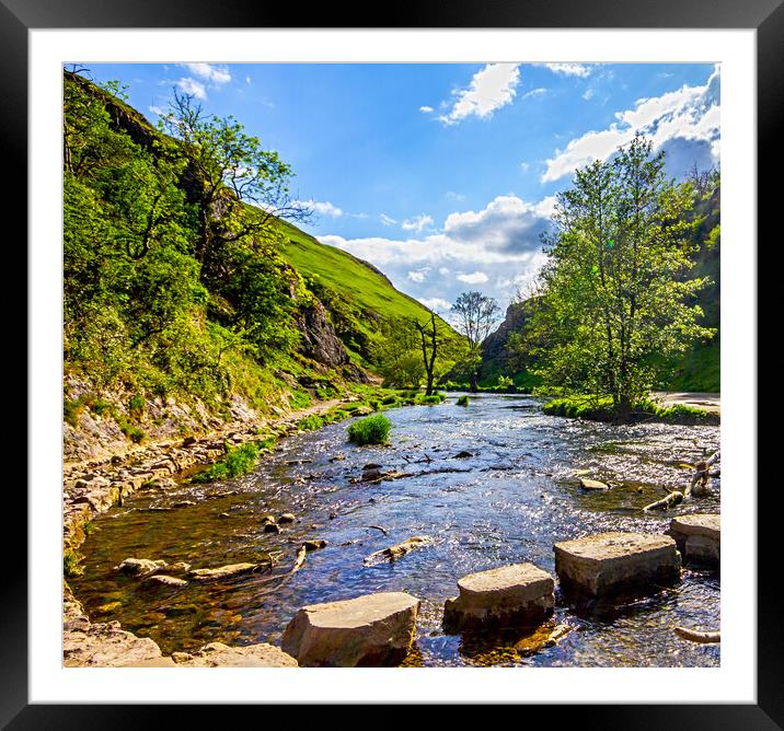 Dovedale Stepping Stones Framed Mounted Print by Darren Burroughs