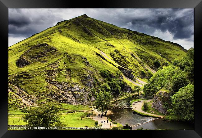 Dovedale, Thorpe Cloud Stepping Stones Framed Print by Darren Burroughs