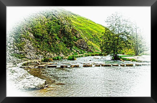 Dovedale Stepping Stones Framed Print by Darren Burroughs
