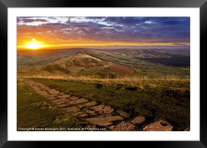 Sunrise On Mam Tor Derbyshire Framed Mounted Print by Darren Burroughs