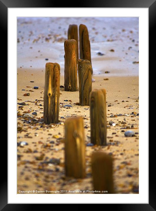 Posts Exposed On Beach Framed Mounted Print by Darren Burroughs
