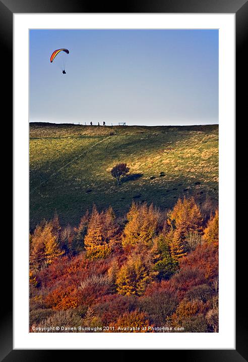 Paragliding in the Hope valley Framed Mounted Print by Darren Burroughs
