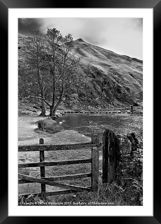 Dovedale Stepping Stones Framed Mounted Print by Darren Burroughs