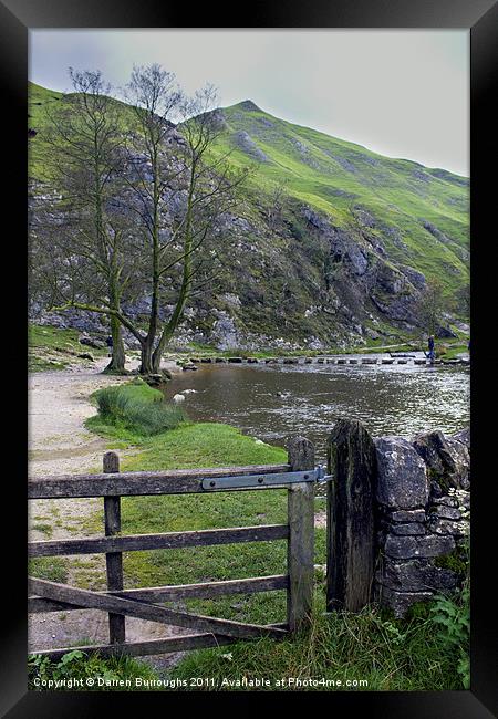 Dovedale Stepping Stones Framed Print by Darren Burroughs
