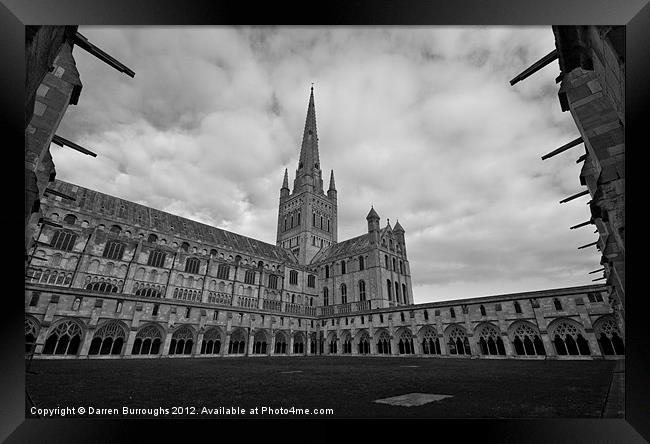 Norwich Cathedral From The Cloisters Framed Print by Darren Burroughs
