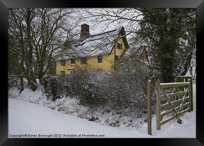 Norfolk Farmhouse Winter Scene Framed Print by Darren Burroughs