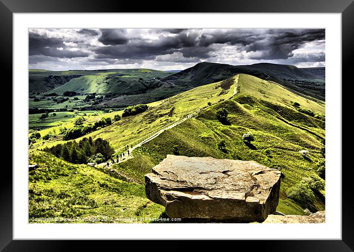 The Ridge to Mam Tor. Back Tor Derbyshire Framed Mounted Print by Darren Burroughs