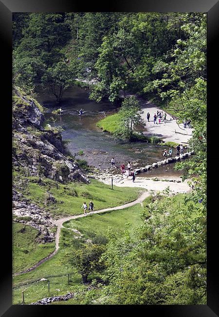 Dovedale Stepping Stones Framed Print by Darren Burroughs