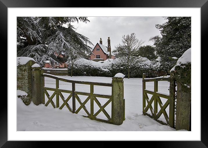 Norfolk Winter Farmhouse Framed Mounted Print by Darren Burroughs
