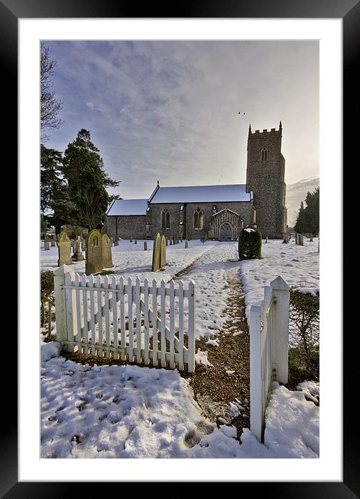 St Marys Tharston Framed Mounted Print by Darren Burroughs