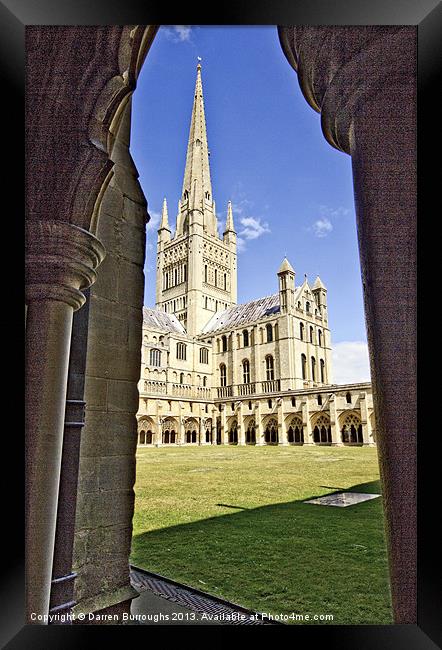 Norwich Cathedral from the Cloisters Framed Print by Darren Burroughs