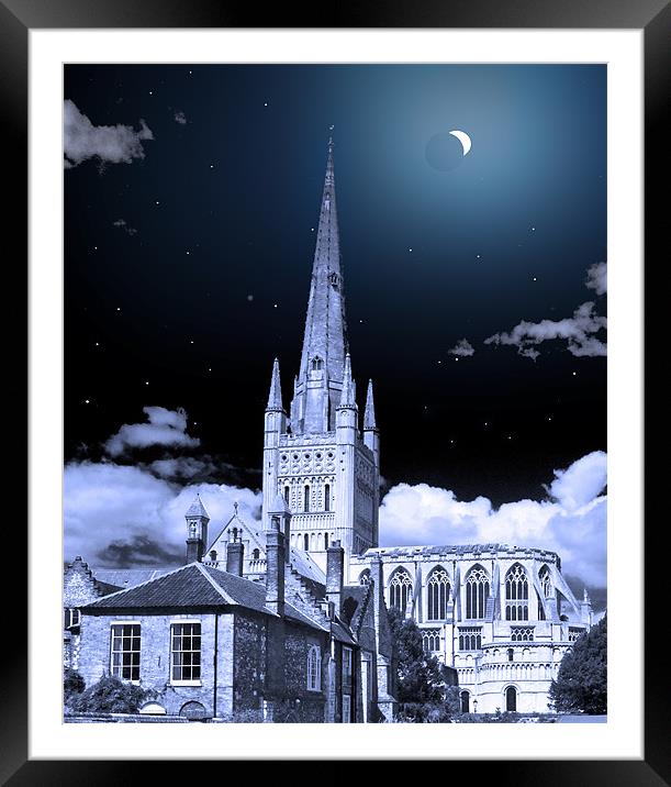 NORWICH CATHEDRAL ECLIPSE Framed Mounted Print by Darren Burroughs