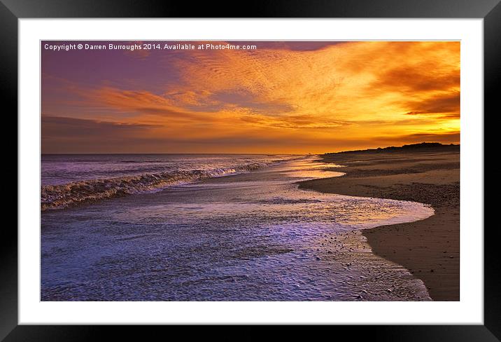 Sunset On Dunwich Beach Framed Mounted Print by Darren Burroughs