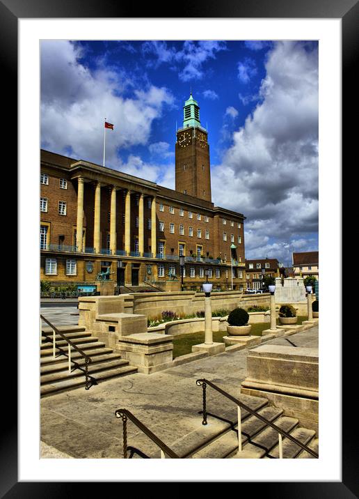 Norwich City Hall Framed Mounted Print by Darren Burroughs