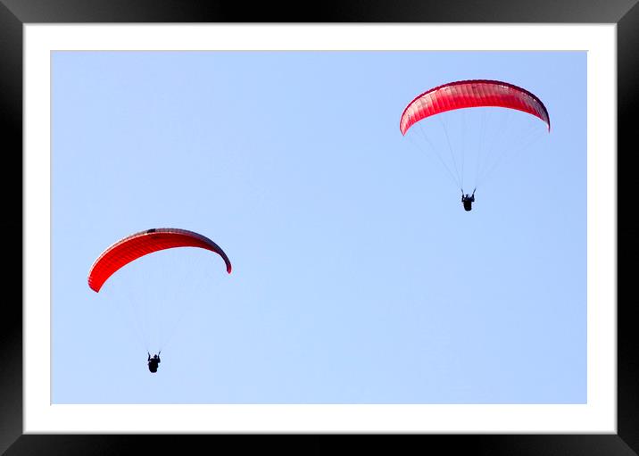 Paragliders Framed Mounted Print by Darren Burroughs