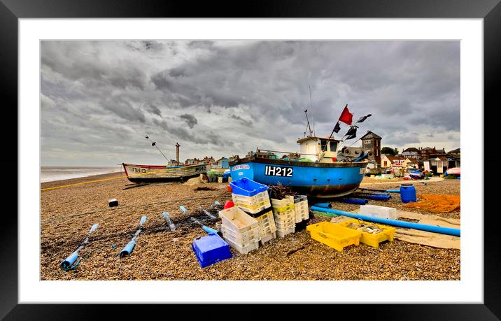 Aldeburgh Fishing Boats. Framed Mounted Print by Darren Burroughs