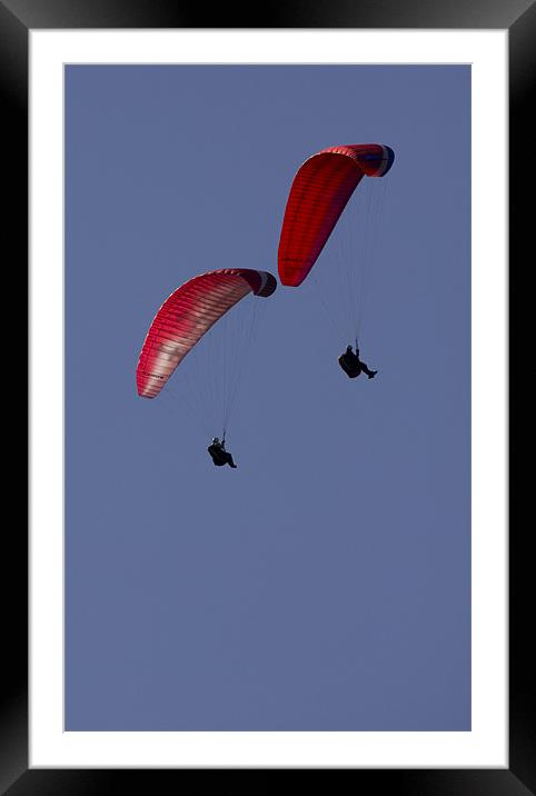 Paragliding at Mam Tor Castleton Framed Mounted Print by Darren Burroughs