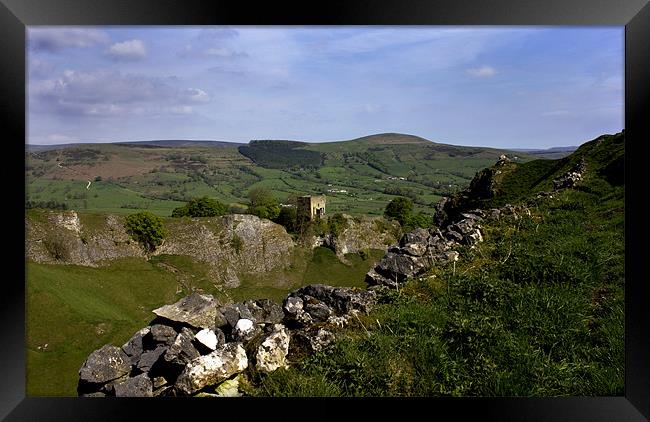 Peveril Castle And Losehill Framed Print by Darren Burroughs