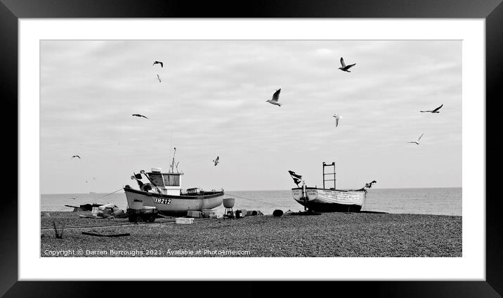 Aldeburgh Gulls and Boats Framed Mounted Print by Darren Burroughs