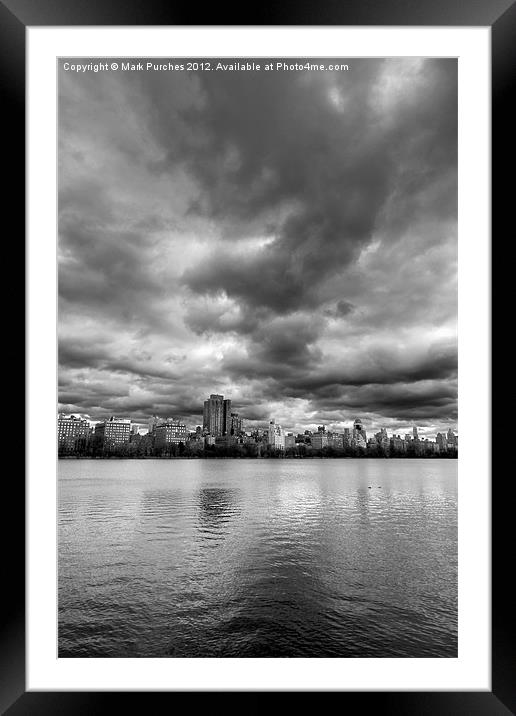 Central Park Lake, New York City Black White  Framed Mounted Print by Mark Purches