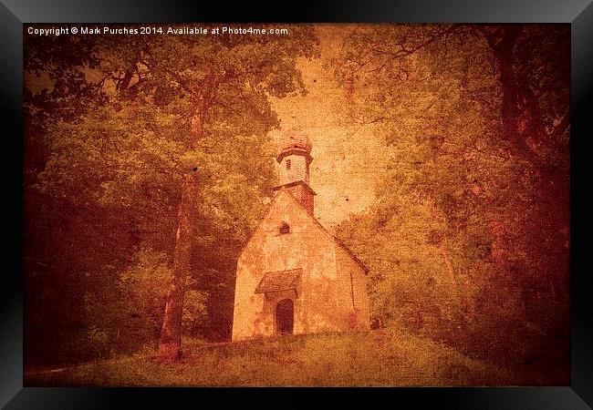 Old Textured Photo Of Bavarian Church in Alps Framed Print by Mark Purches