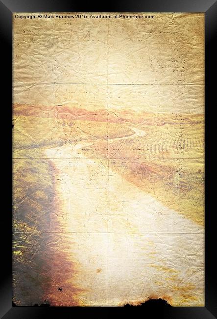 Winding Road Old Paper Texture Background Framed Print by Mark Purches
