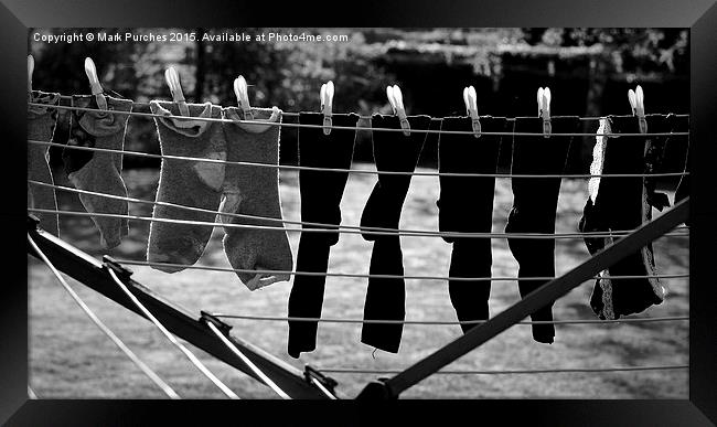 Black White Socks on Clothes Line Framed Print by Mark Purches