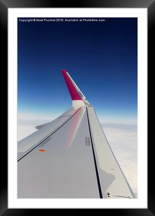 Airplane Window Seat View Over Wing Whilst Flying Framed Mounted Print by Mark Purches