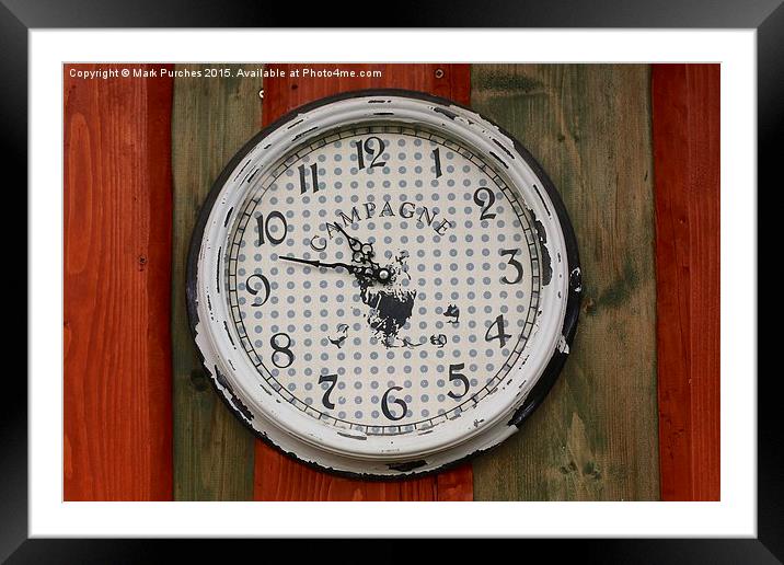 Old Analogue Clock Face With Texture Pattern Framed Mounted Print by Mark Purches