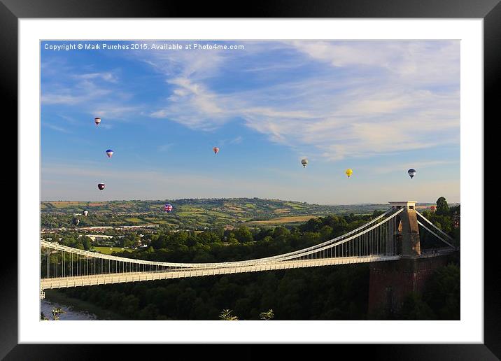 Bristol Balloon Fiesta & Clifton Bridge Framed Mounted Print by Mark Purches