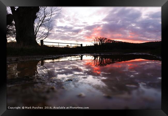 Reflection After Storm Imogen - Sunset Framed Print by Mark Purches