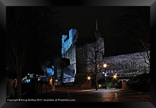 Rochester castle at night Framed Print by Doug McRae