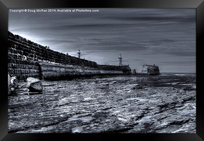  Harbour wall whitby bay Framed Print by Doug McRae