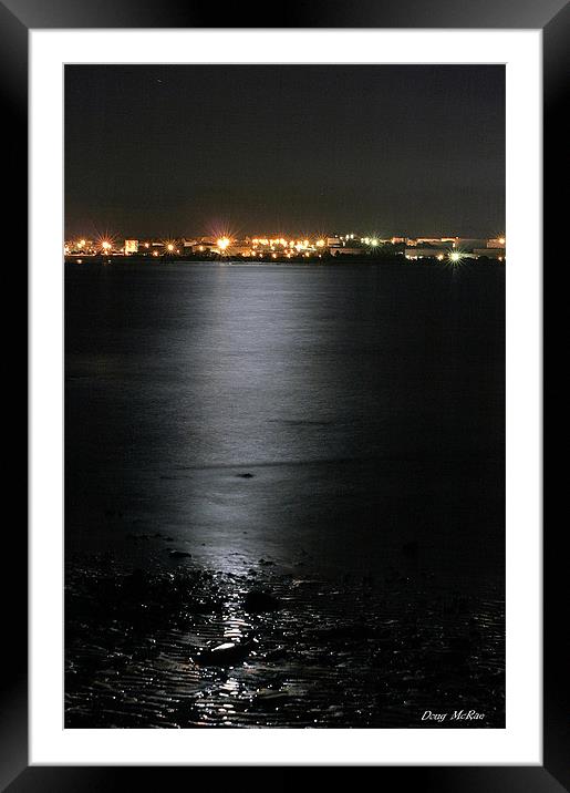 Moon Light over Southampton water Framed Mounted Print by Doug McRae
