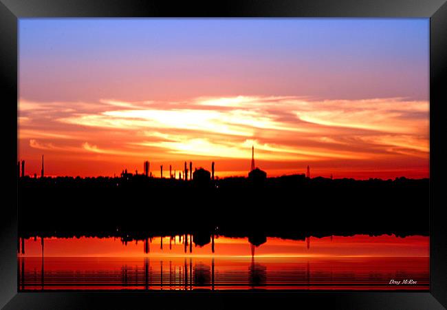 Sunset over Southampton oil terminal Framed Print by Doug McRae