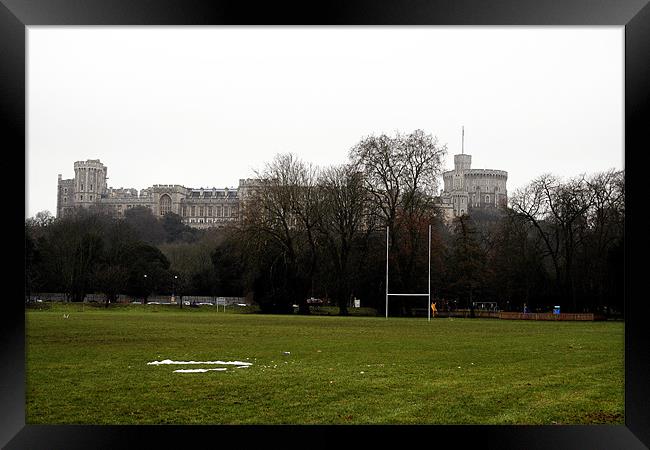 Windsor castle on a misty day Framed Print by Doug McRae