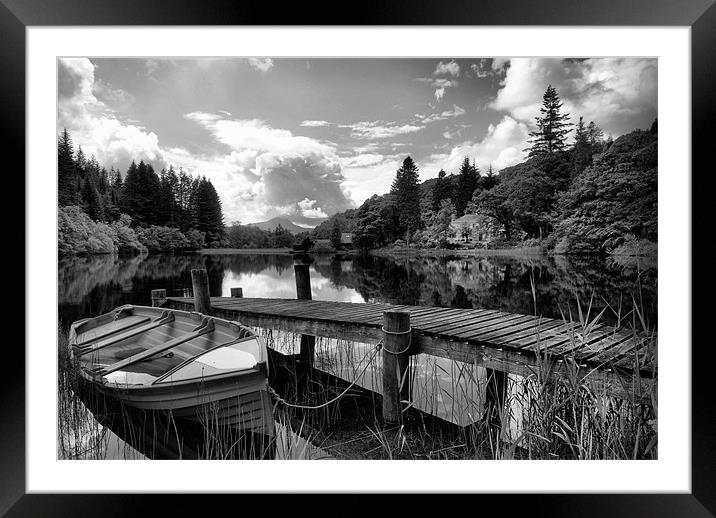 Loch Ard Black and White Framed Mounted Print by Sandi-Cockayne ADPS