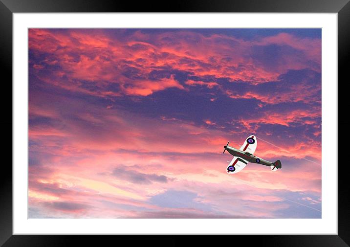 Spitfire Sunset - DigitArt Framed Mounted Print by Sandi-Cockayne ADPS